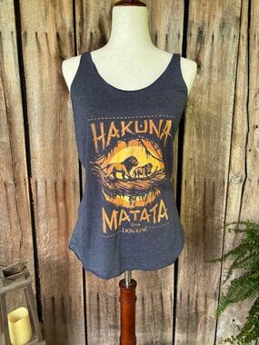 Disney Lion King Hakuna Matata Tank Top Women's Large Gray Racerback Graphic Tee